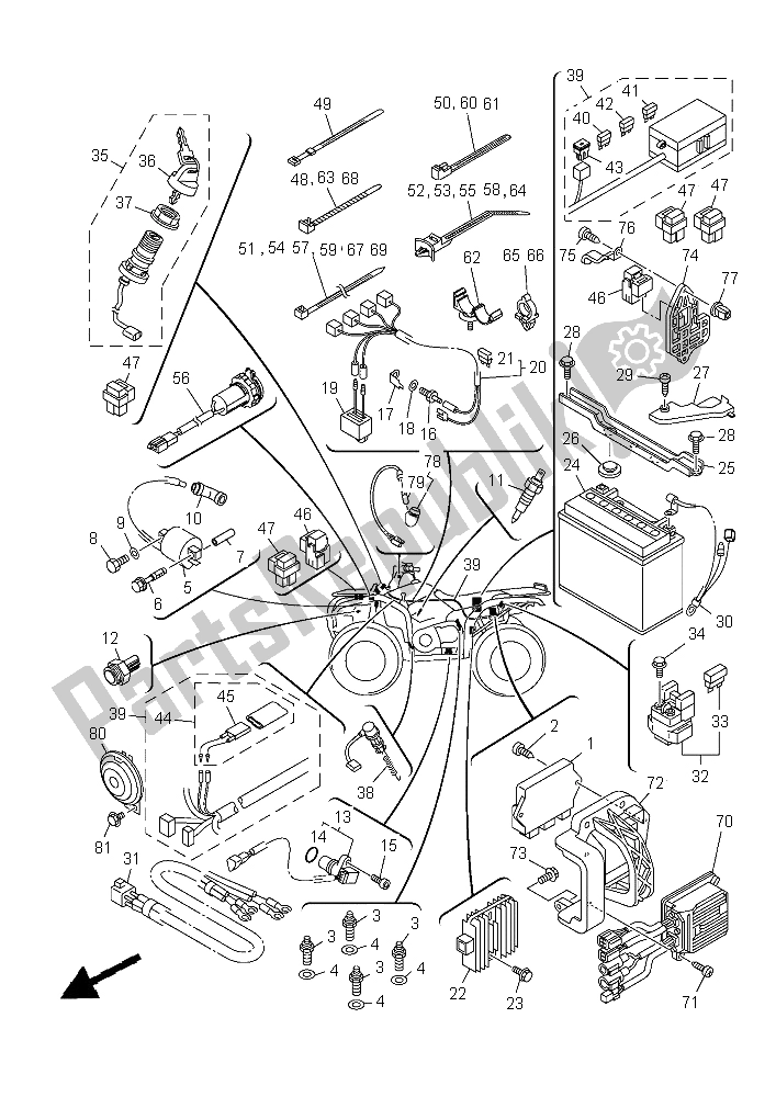 All parts for the Electrical 1 of the Yamaha YFM 450 Fwad IRS Grizzly 4X4 2015