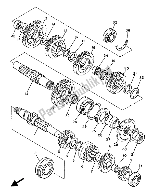 All parts for the Transmission of the Yamaha FJ 1200 1986