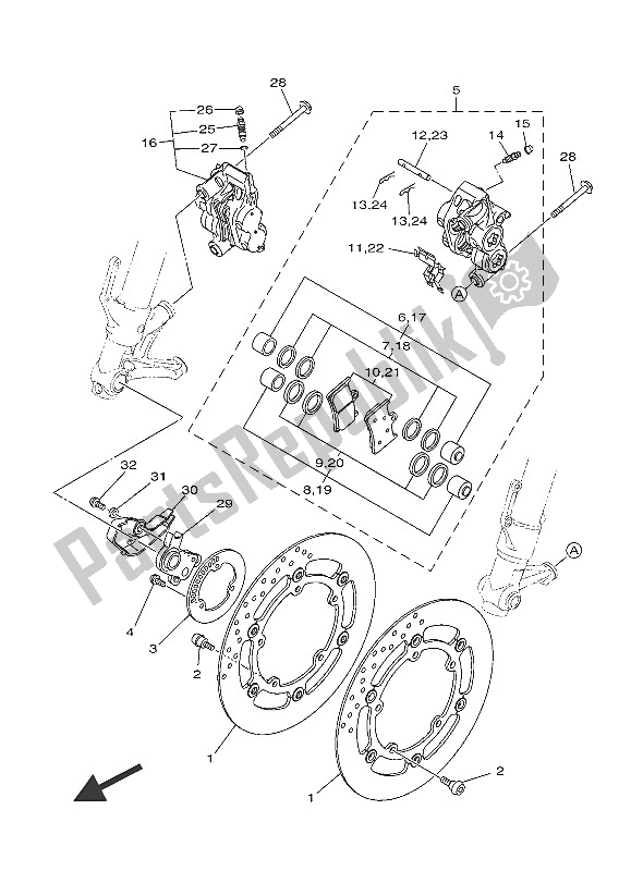 Alle onderdelen voor de Remklauw Voor van de Yamaha MT 09A 900 2016