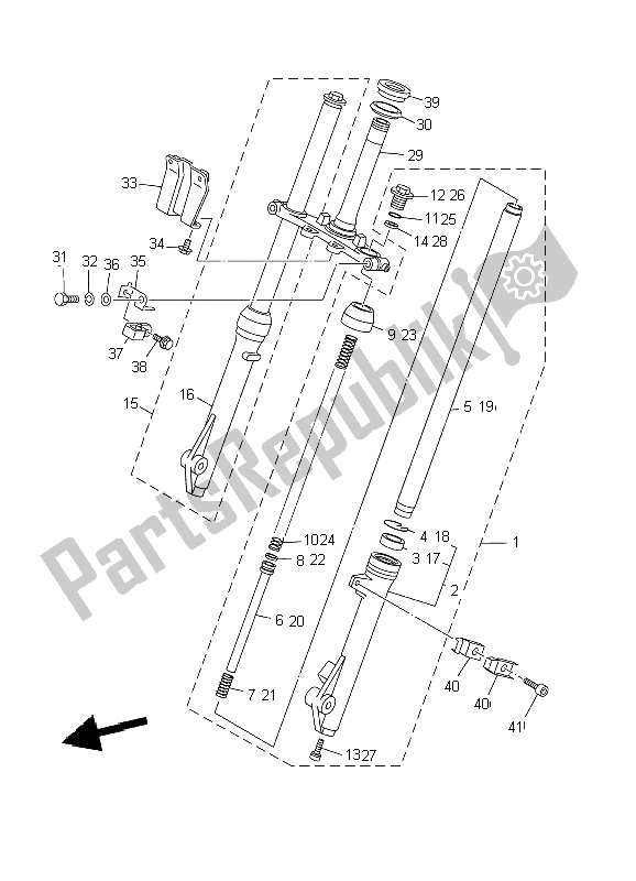 All parts for the Front Fork of the Yamaha TT R 90 P 2002