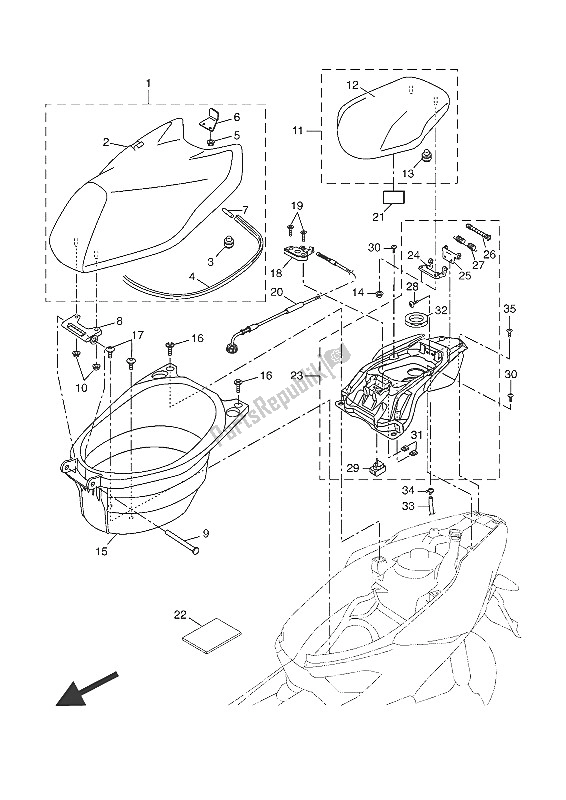 All parts for the Seat & Carrier of the Yamaha NS 50 2016