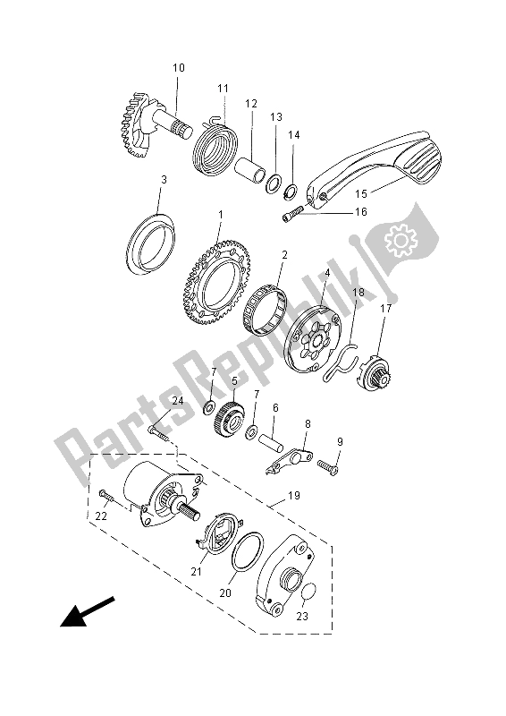 All parts for the Starter of the Yamaha NS 50 2015