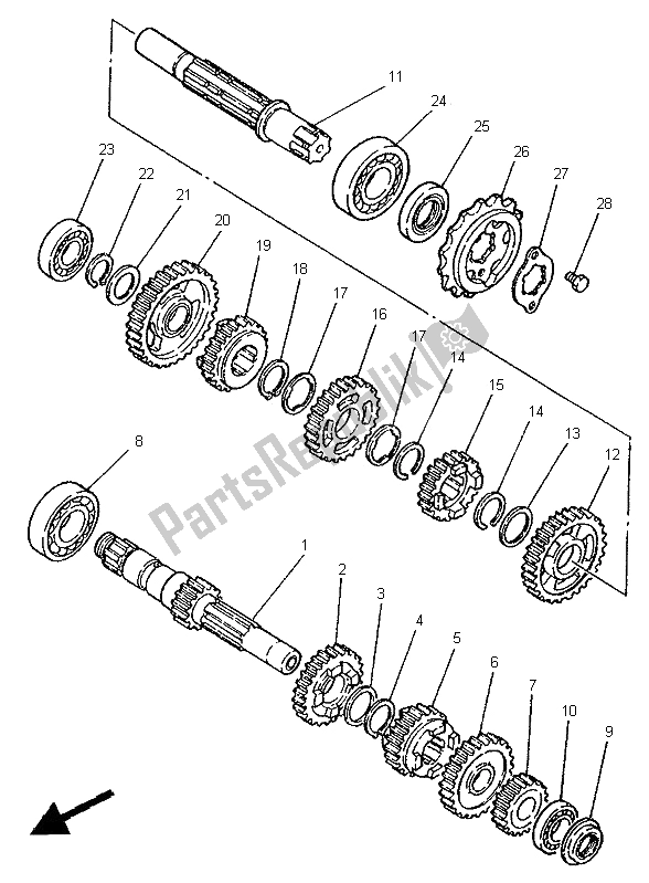 Toutes les pièces pour le Transmission du Yamaha XV 250 S Virago 1995