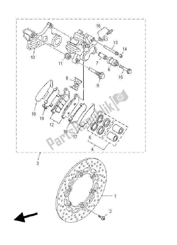 Alle onderdelen voor de Achter Remklauw van de Yamaha MT 01 1670 2008