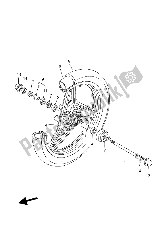 All parts for the Front Wheel of the Yamaha YBR 125 ED 2006