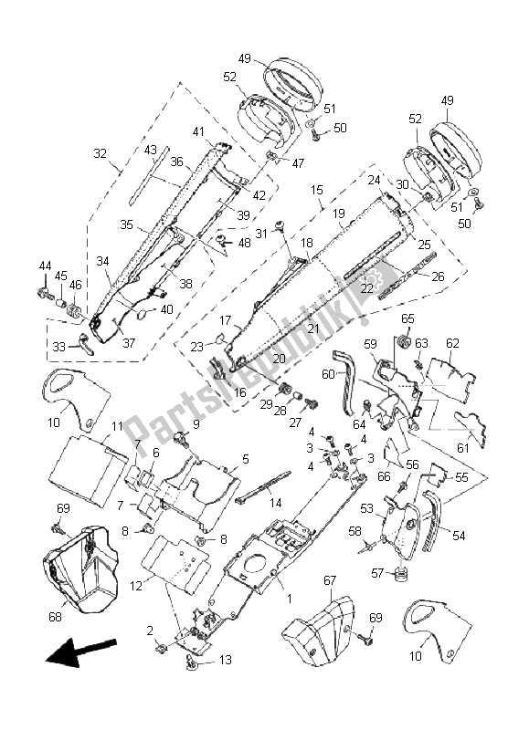 Toutes les pièces pour le Couvercle Latéral du Yamaha MT 01S 1670 2009