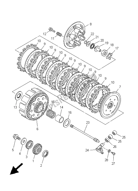 All parts for the Clutch of the Yamaha YZ 250 2005