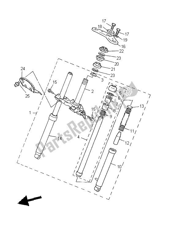 All parts for the Front Fork of the Yamaha PW 50 2002