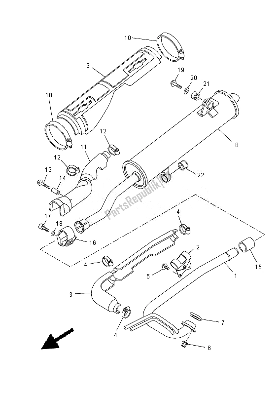 All parts for the Exhaust of the Yamaha YFM 350 FWA Grizzly 4X4 2013