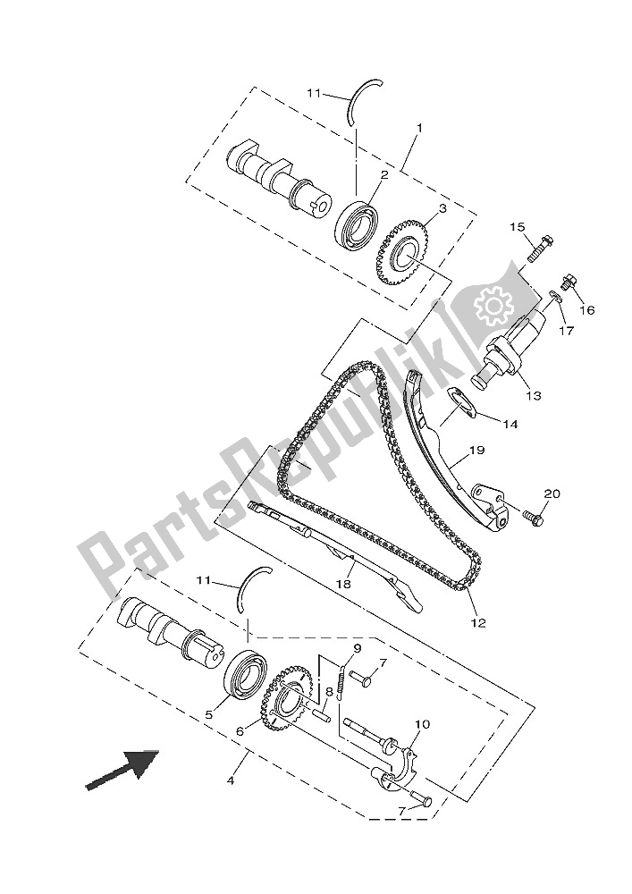 All parts for the Camshaft & Chain of the Yamaha YXE 700 ES 2016