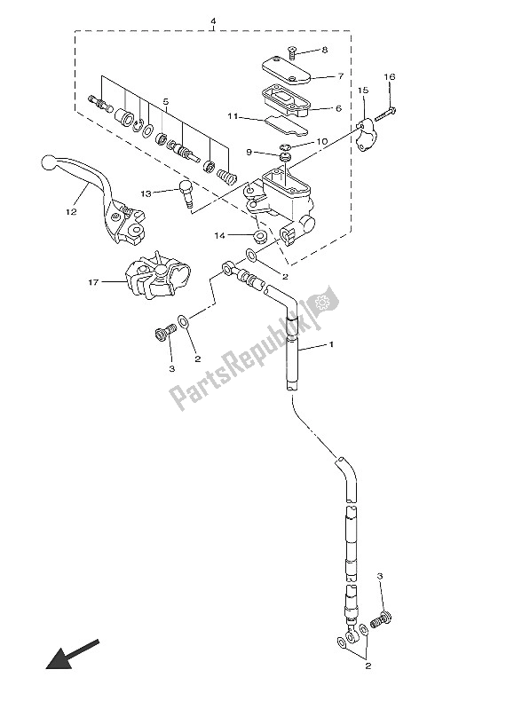 Todas as partes de Cilindro Mestre Dianteiro do Yamaha YZ 250 FX 2016