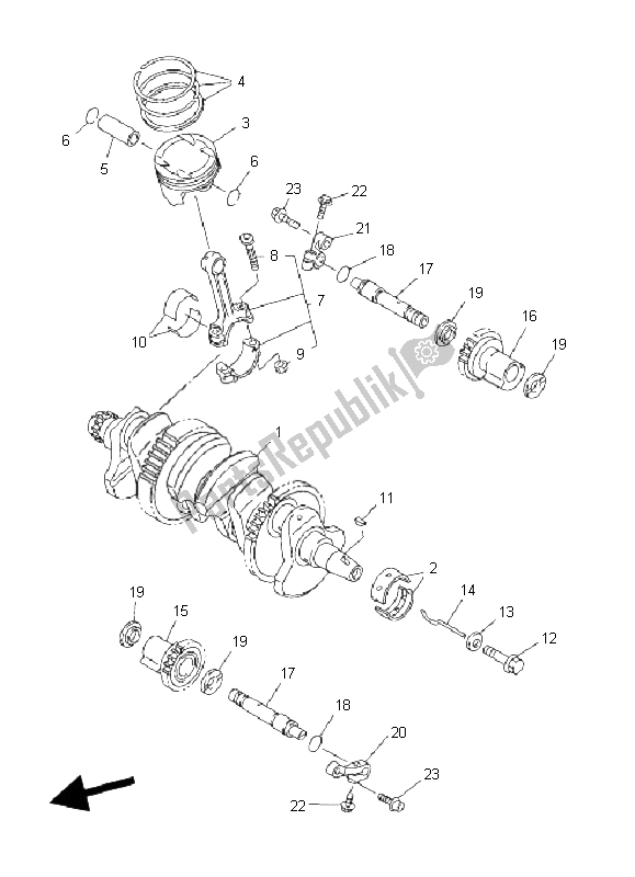 Toutes les pièces pour le Vilebrequin Et Piston du Yamaha FJR 1300A 2009