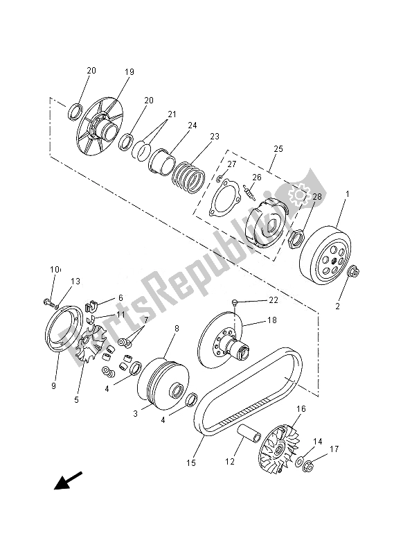 All parts for the Clutch of the Yamaha YP 250 RA 2013