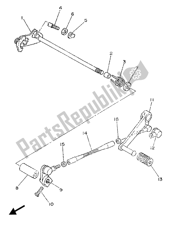 All parts for the Shift Shaft of the Yamaha TZR 250 1987