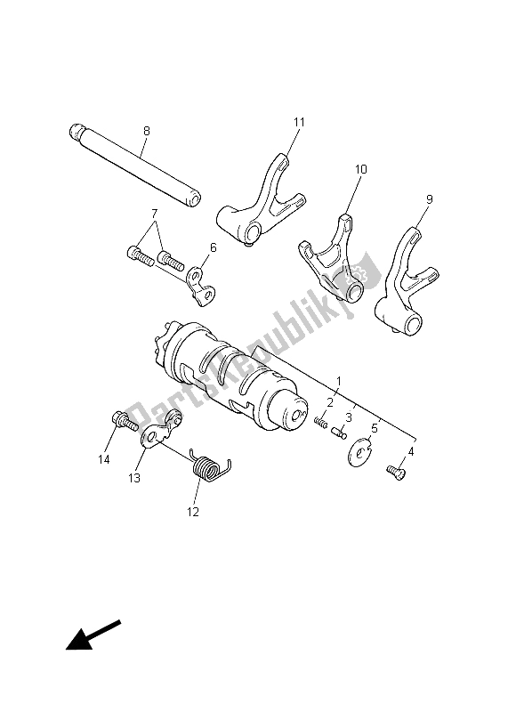 All parts for the Shift Cam & Fork of the Yamaha XJR 1300C 2015