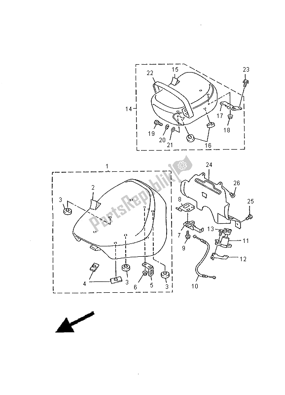 All parts for the Seat of the Yamaha XVZ 1300A Royalstar 2000