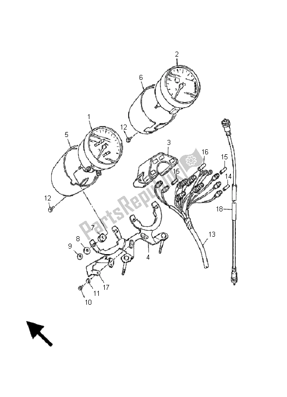 All parts for the Meter of the Yamaha XJ 600N 2001