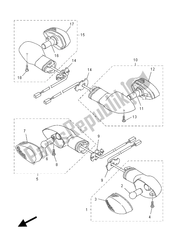 All parts for the Flasher Light of the Yamaha FZ1 SA 1000 2012