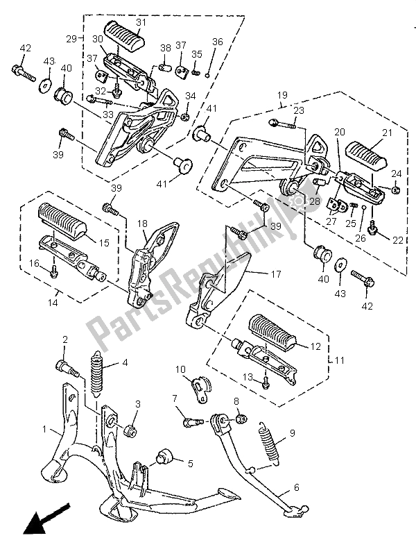 Tutte le parti per il Stand E Poggiapiedi del Yamaha XJR 1200 1995
