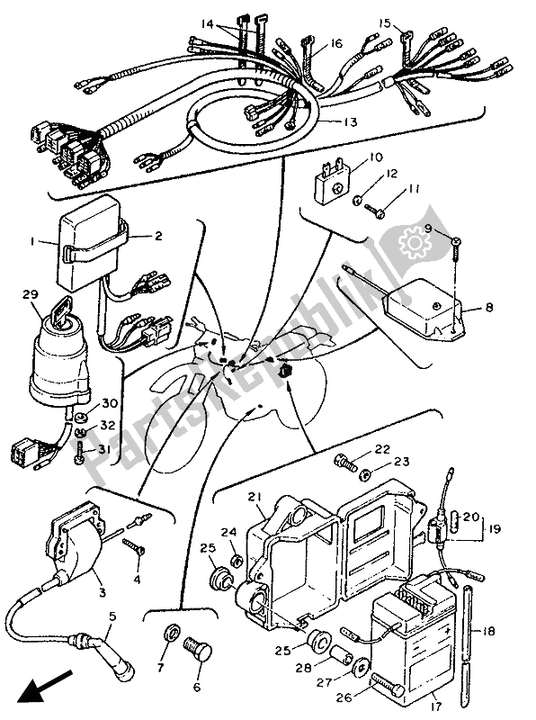 All parts for the Electrical 1 of the Yamaha TT 600W 1989