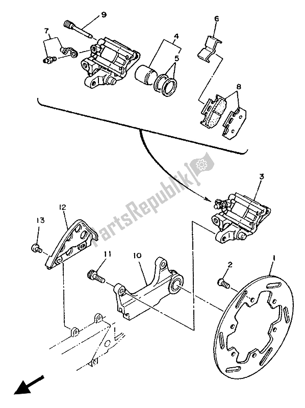 Tutte le parti per il Pinza Freno Posteriore del Yamaha YZ 125 LC 1992