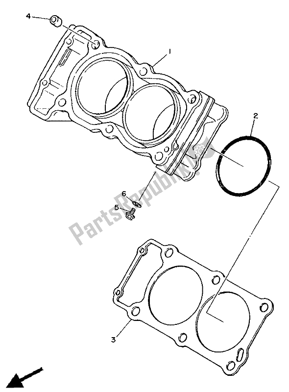 All parts for the Cylinder of the Yamaha TDM 850 1992