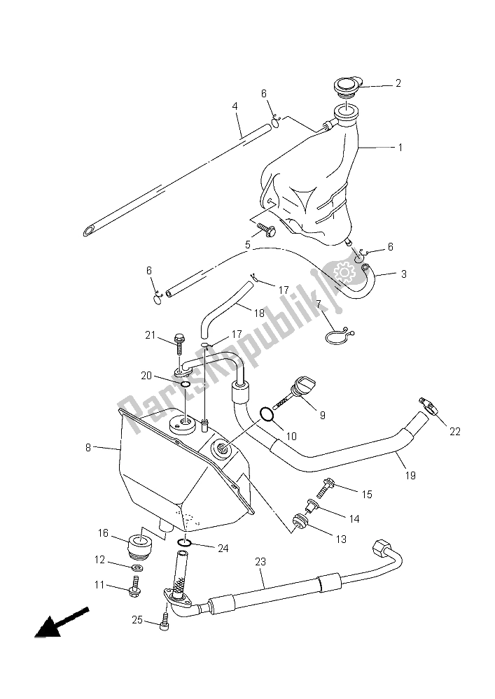 All parts for the Oil Tank of the Yamaha YFM 700R 2015