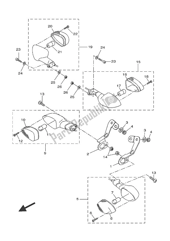 Tutte le parti per il Luce Lampeggiante del Yamaha NS 50N 2016