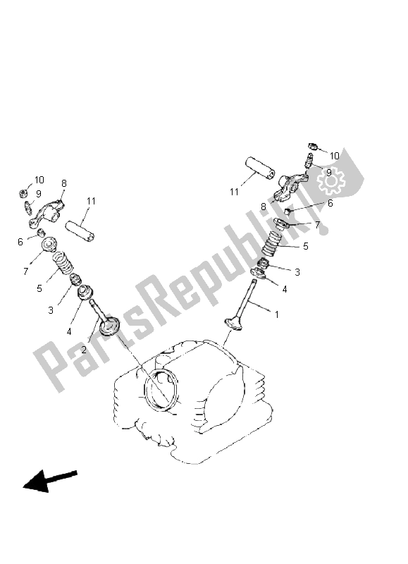 Todas las partes para Válvula de Yamaha YFM 125 Grizzly 2004