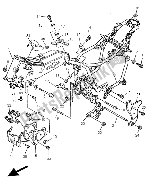 Todas as partes de Quadro, Armação do Yamaha XV 535 Virago 1999