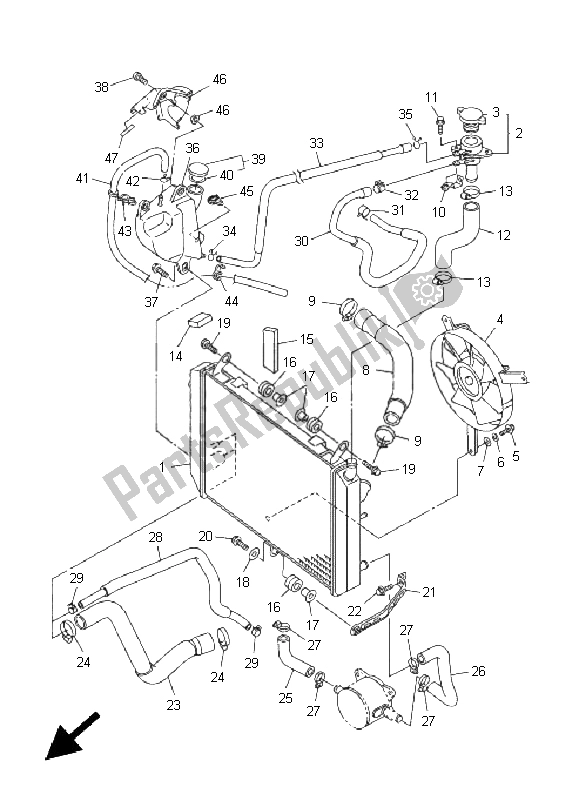 Alle onderdelen voor de Radiator Slang van de Yamaha FJR 1300 2005