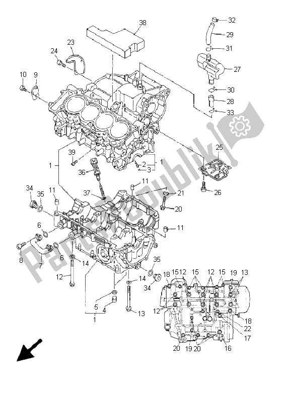 Tutte le parti per il Carter del Yamaha YZF R6 600 2001