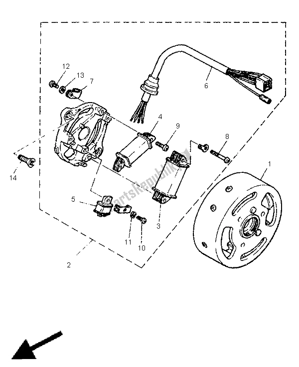 Toutes les pièces pour le Générateur du Yamaha PW 50 1999