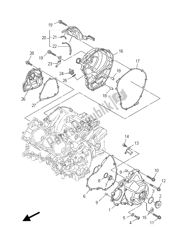 Toutes les pièces pour le Couvercle De Carter 1 du Yamaha MT 09 Tracer ABS 900 2015