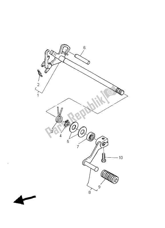 All parts for the Shift Shaft of the Yamaha TW 125 2004