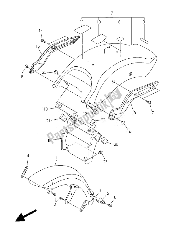 Alle onderdelen voor de Spatbord van de Yamaha XVS 1300 CU 2014