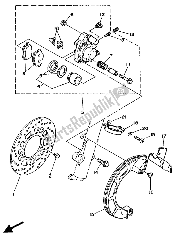 Toutes les pièces pour le étrier De Frein Avant du Yamaha DT 125R 1990