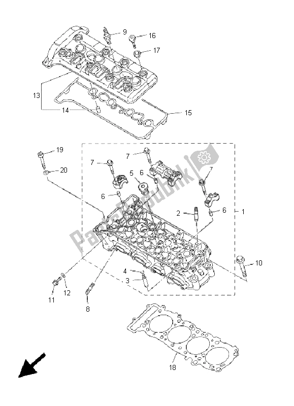 All parts for the Cylinder of the Yamaha FJR 1300A 2011