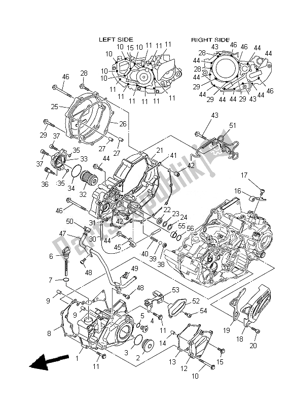 All parts for the Crankcase Cover 1 of the Yamaha YFZ 450R SE 2010