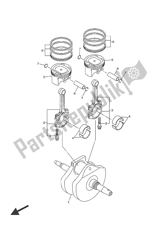 All parts for the Crankshaft & Piston of the Yamaha XVS 950 CU 2016