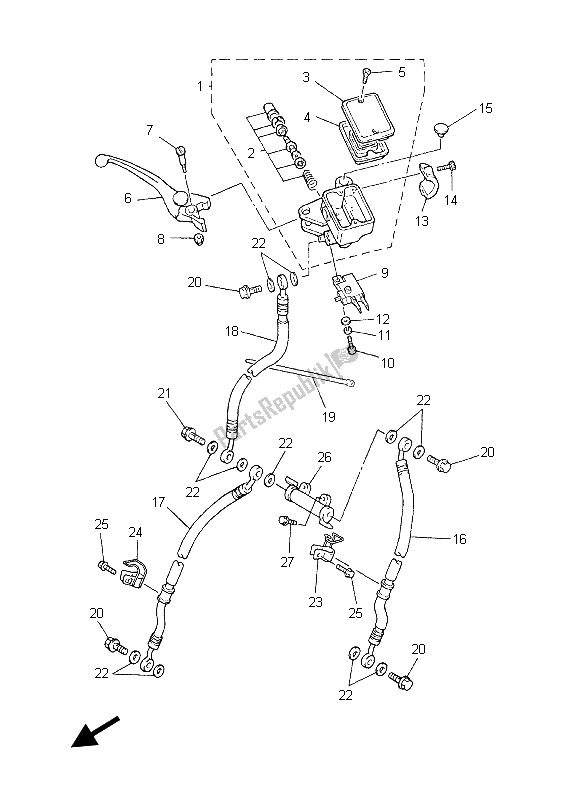 All parts for the Front Master Cylinder of the Yamaha FZS 1000 S Fazer 2003