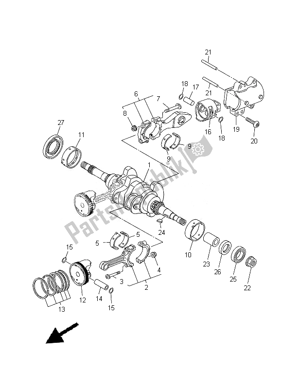 All parts for the Crankshaft & Piston of the Yamaha XP 500A 2013