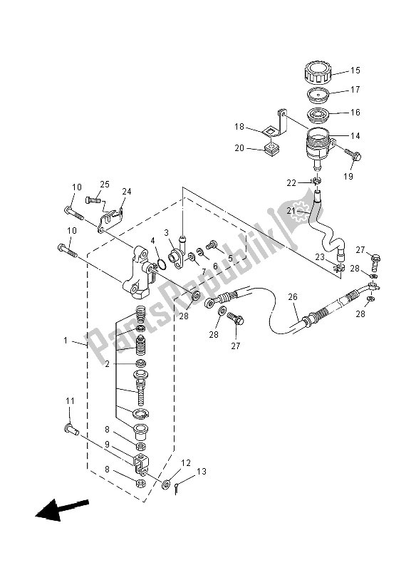 Toutes les pièces pour le Maître-cylindre Arrière du Yamaha YFM 700R SE 2012