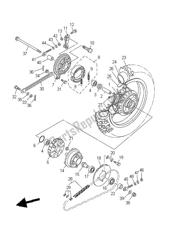 Todas las partes para Rueda Trasera de Yamaha TT R 90 P 2002