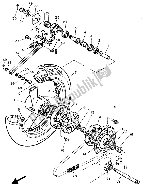 All parts for the Rear Wheel of the Yamaha FZR 750 RW 1989