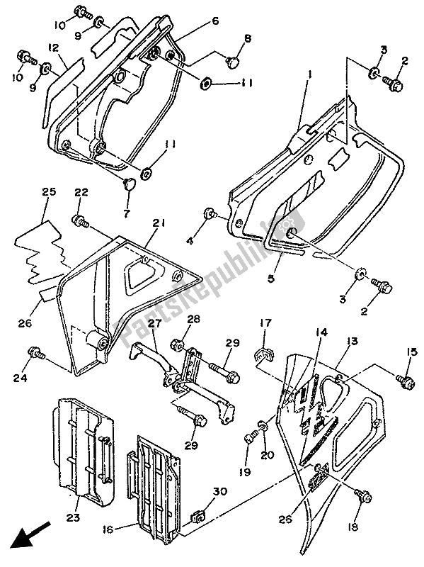 Todas as partes de Tampa Lateral E Tanque De óleo do Yamaha YZ 125 1989