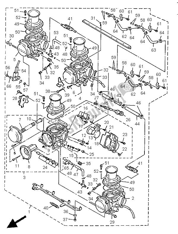 Alle onderdelen voor de Carburator van de Yamaha YZF 600R Thundercat 1997