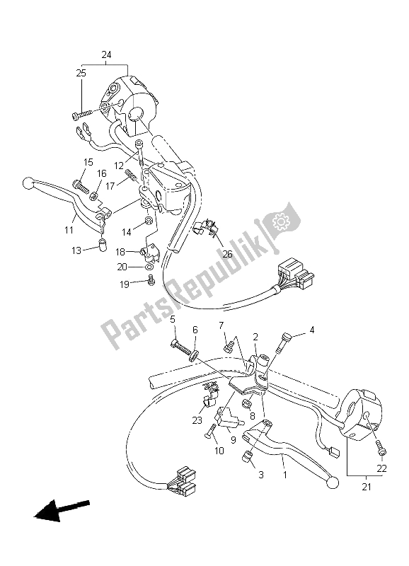 All parts for the Handle Switch & Lever of the Yamaha XVS 950A 2009