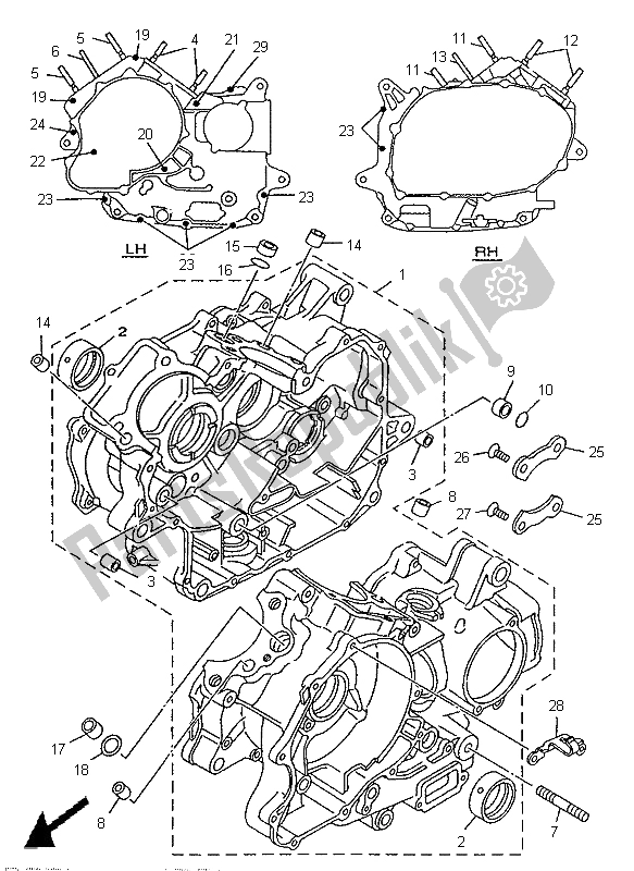 All parts for the Crankcase of the Yamaha XV 535 S Virago 1997