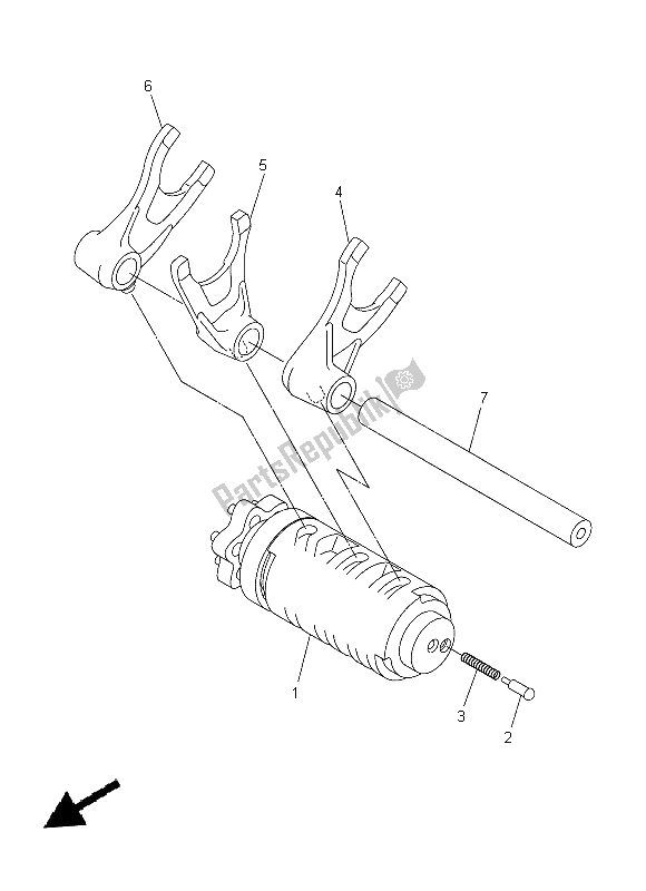 All parts for the Shift Cam & Fork of the Yamaha WR 250X 2014